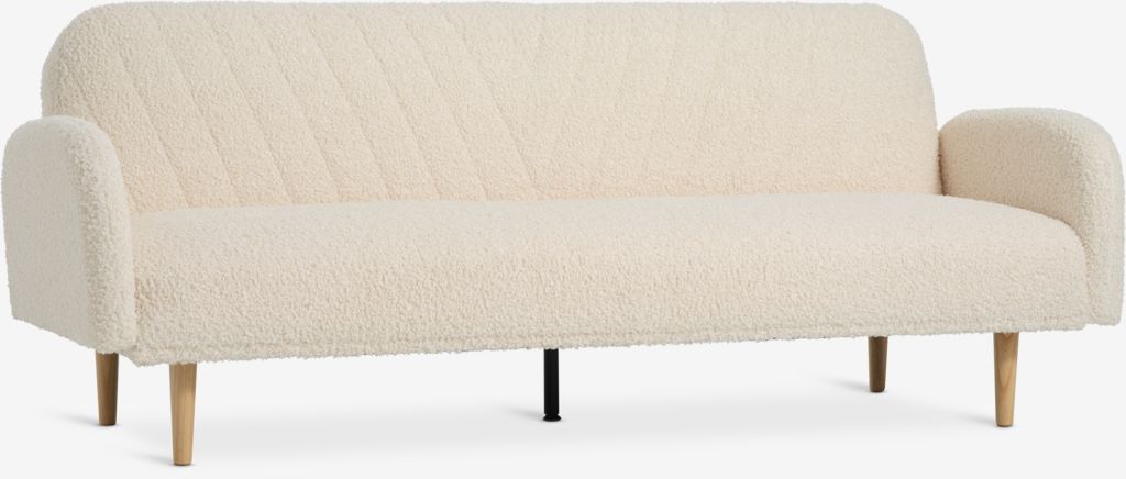 Sofa bed PARADIS off-white teddy/oak colour - Amazon