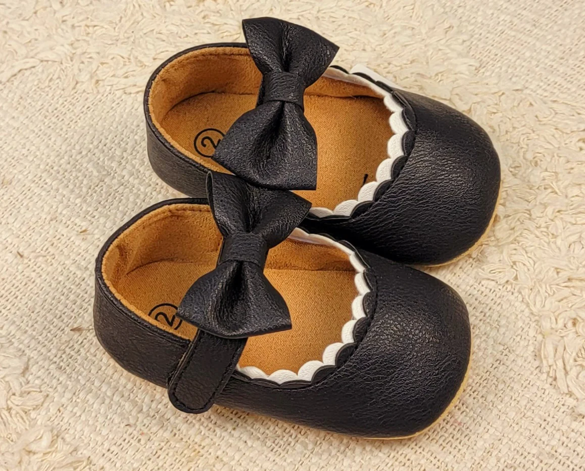 Baby Bow Tye Shoes - Black Girls