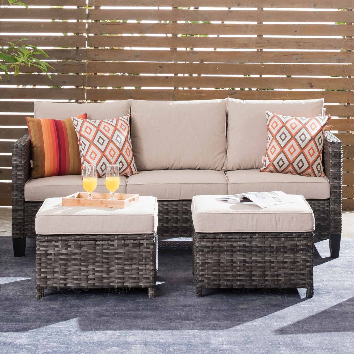 Outdoor Couch New Vultros 3-Piece High Back with Ottoman - Amazon
