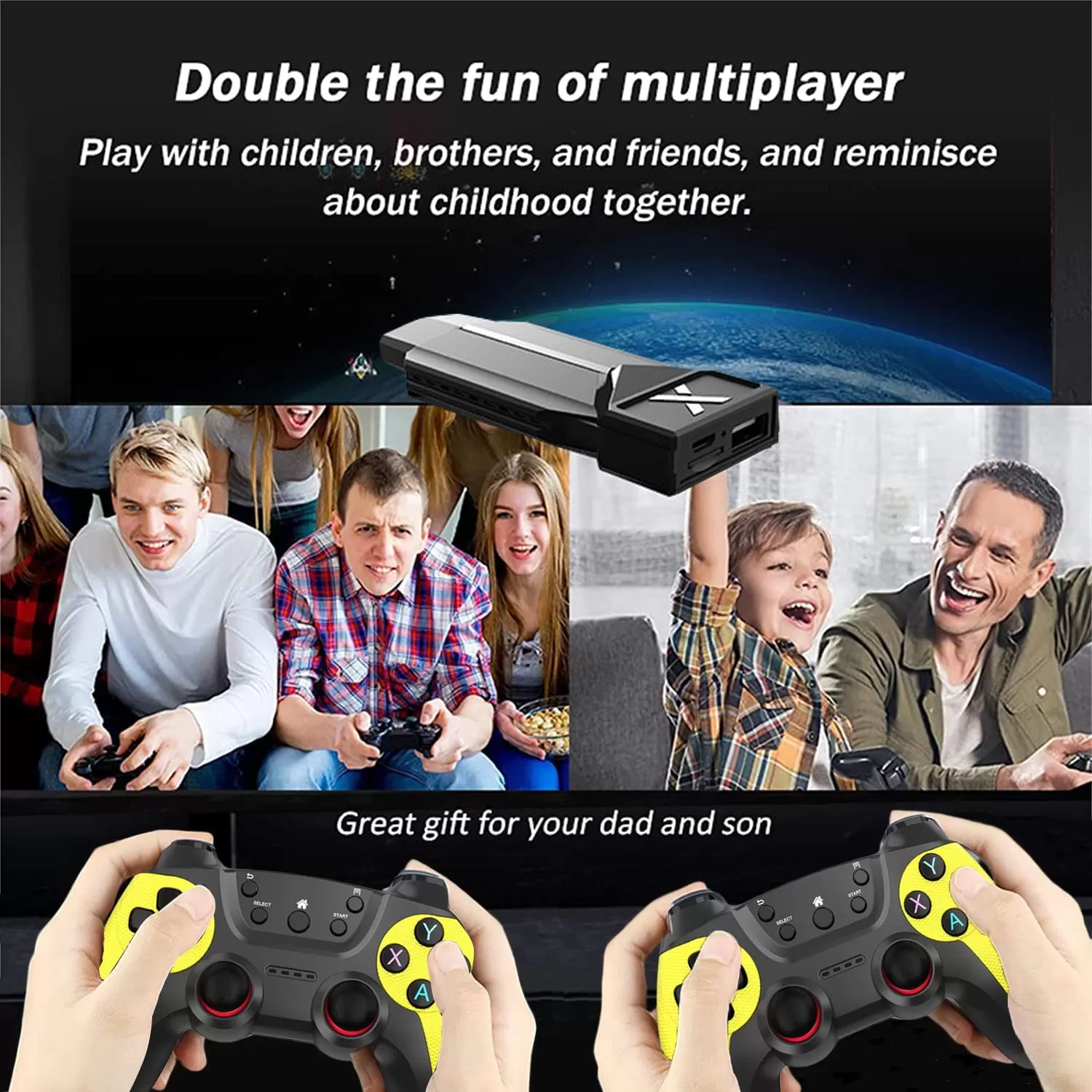 20000+ Games, Wireless Retro Game Console, Handheld Console, Plug and Play Video Game Stick, 9 emulators, 4K HDMI Output, Dual 2.4G Wireless Controllers - Amazon