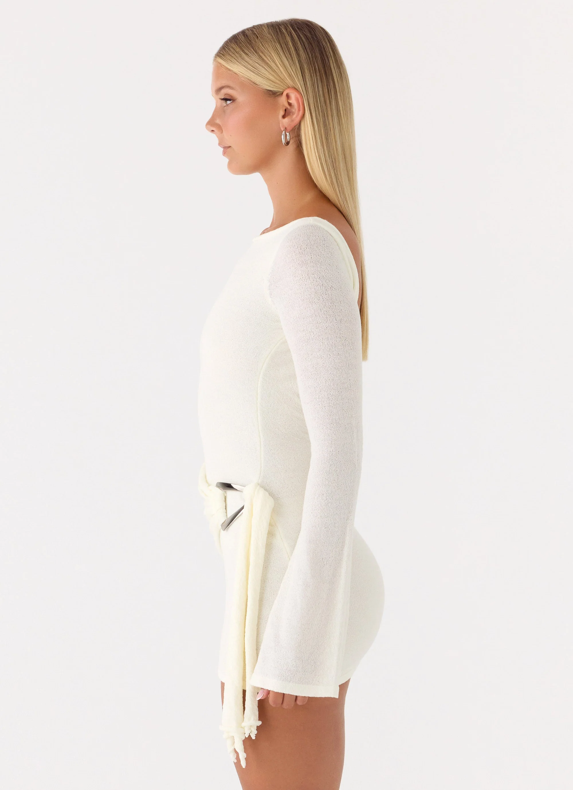 Niella Long Sleeve Wrap Mini Dress - Ivory