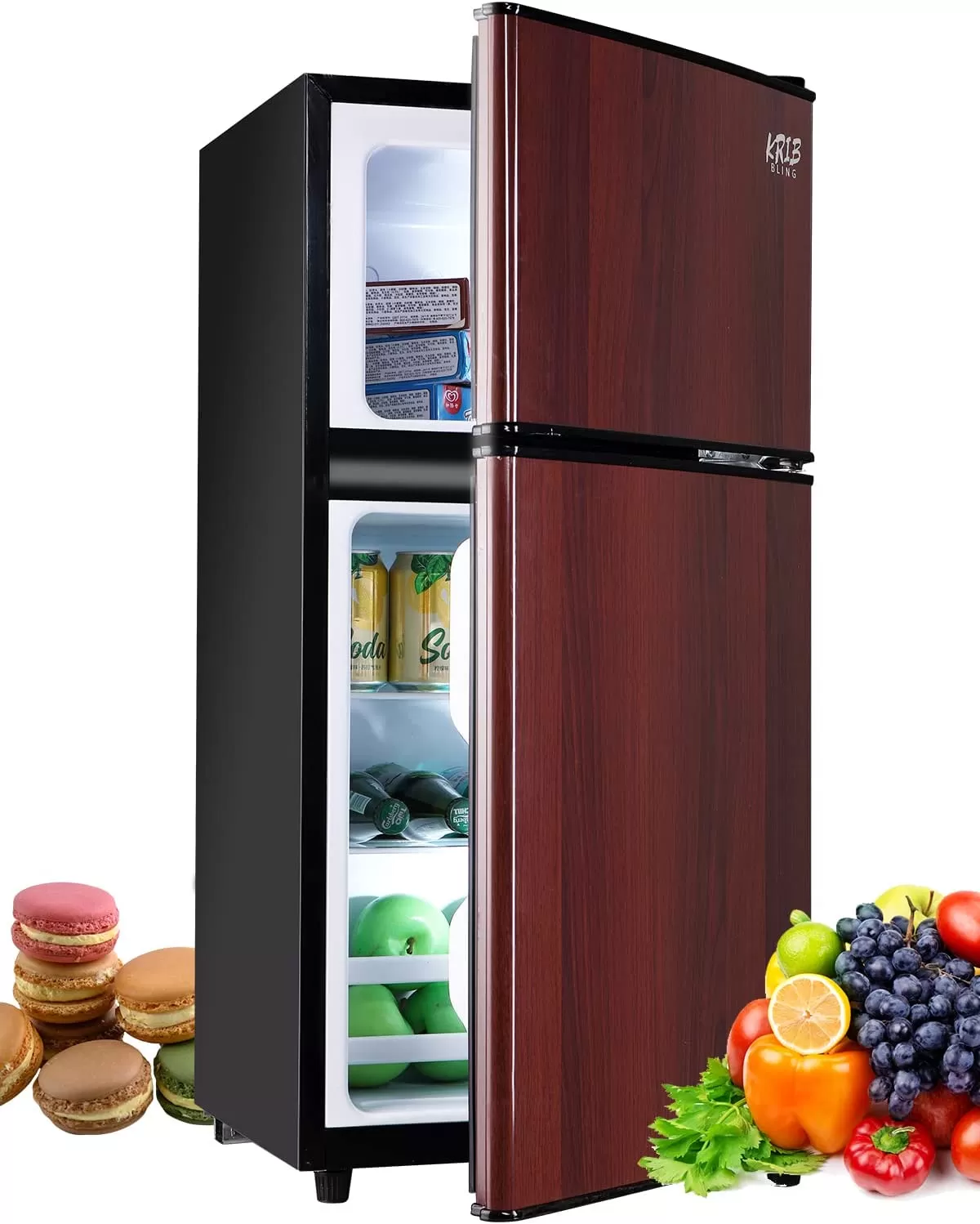 KRIB BLING Mini Fridge with Freezer on Top, 3.5 Cu.Ft Compact Refrigerator with 7 Levels Adjustable Thermostat, Small Fridge for Dorm, Office, RV Camping, Silver - Amazon