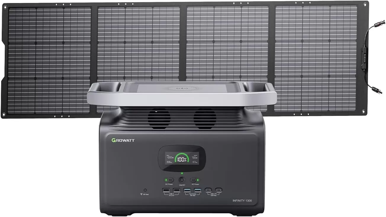 GROWATT Portable Power Station Solar Generator: Infinity 1300 Power Station with 1382Wh Lifepo4 Battery 1800W AC Output, 1.8H Full Charge Generators for Camping, Home, Emergency Backup,Power Outages - Amazon