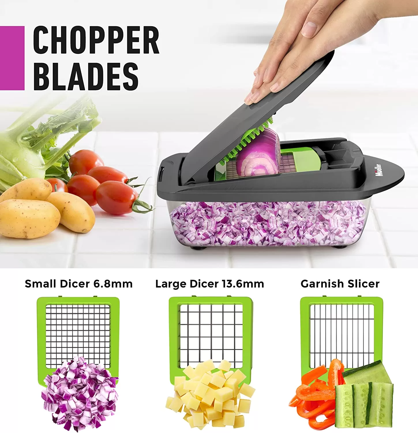 10-in-1, 8 Blade Vegetable Slicer, Onion Mincer Chopper, Vegetable Chopper, Cutter, Dicer, Egg Slicer with Container - Amazon