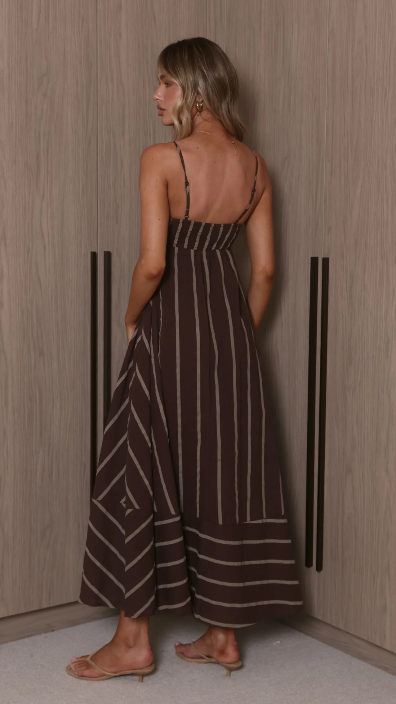 Marcel Maxi Dress - Choc/Tan Stripe