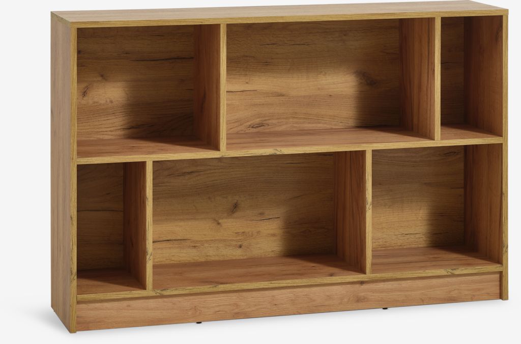 Bookcase MOSBJERG 6 shelves oak colour - Amazon