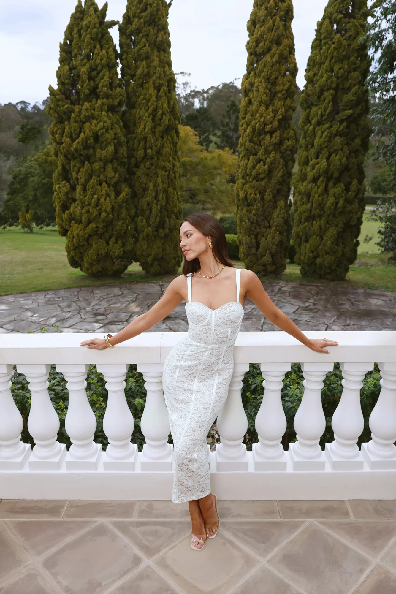 Delicate Lace Dream Midi Dress White