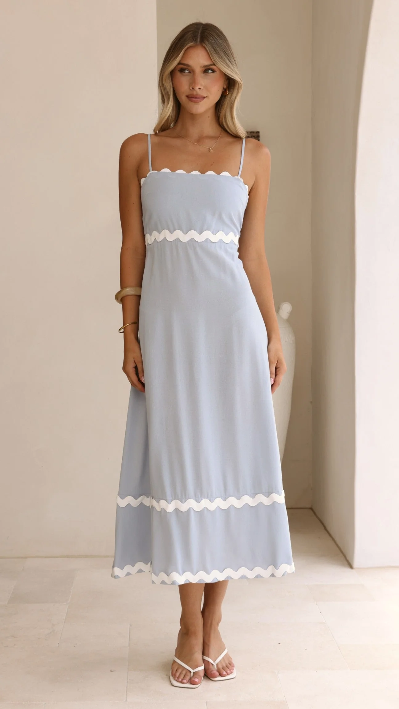 Seraphina Maxi Dress - Blue/White