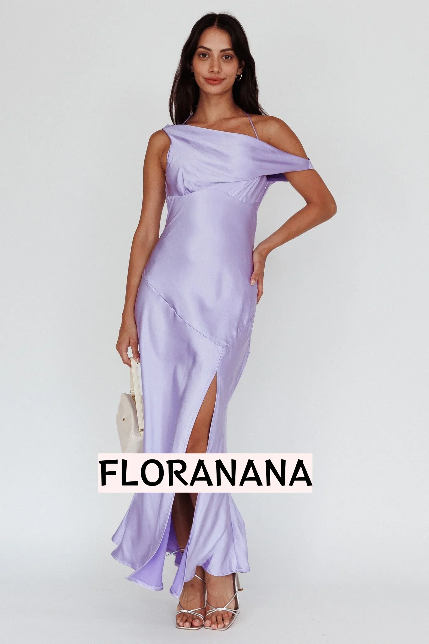 Etienne Off-Shoulder Halter Midi Dress Lilac