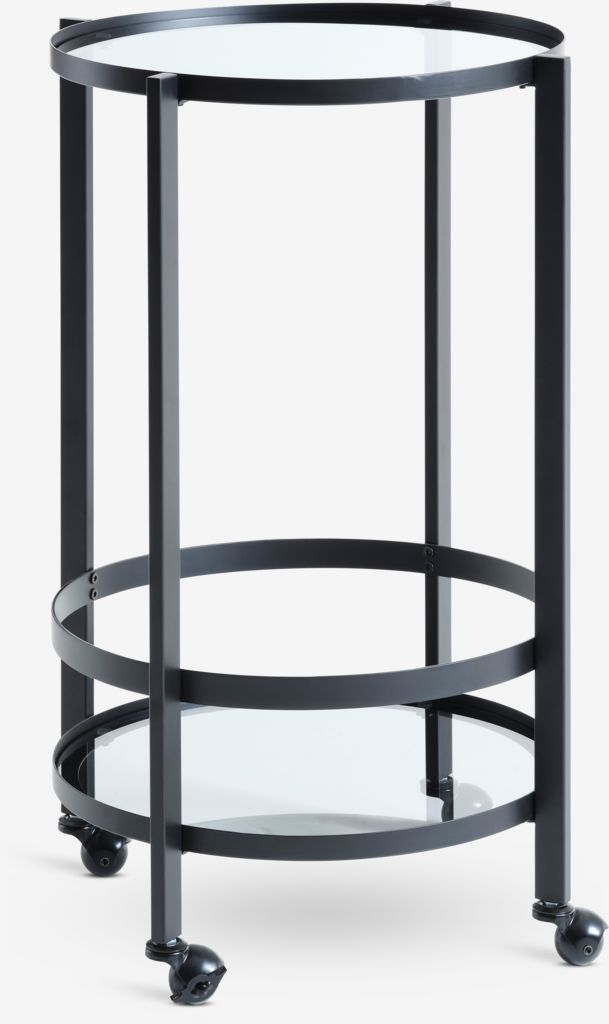 Trolley SORTEBRO 2 shelves black/glass - Amazon