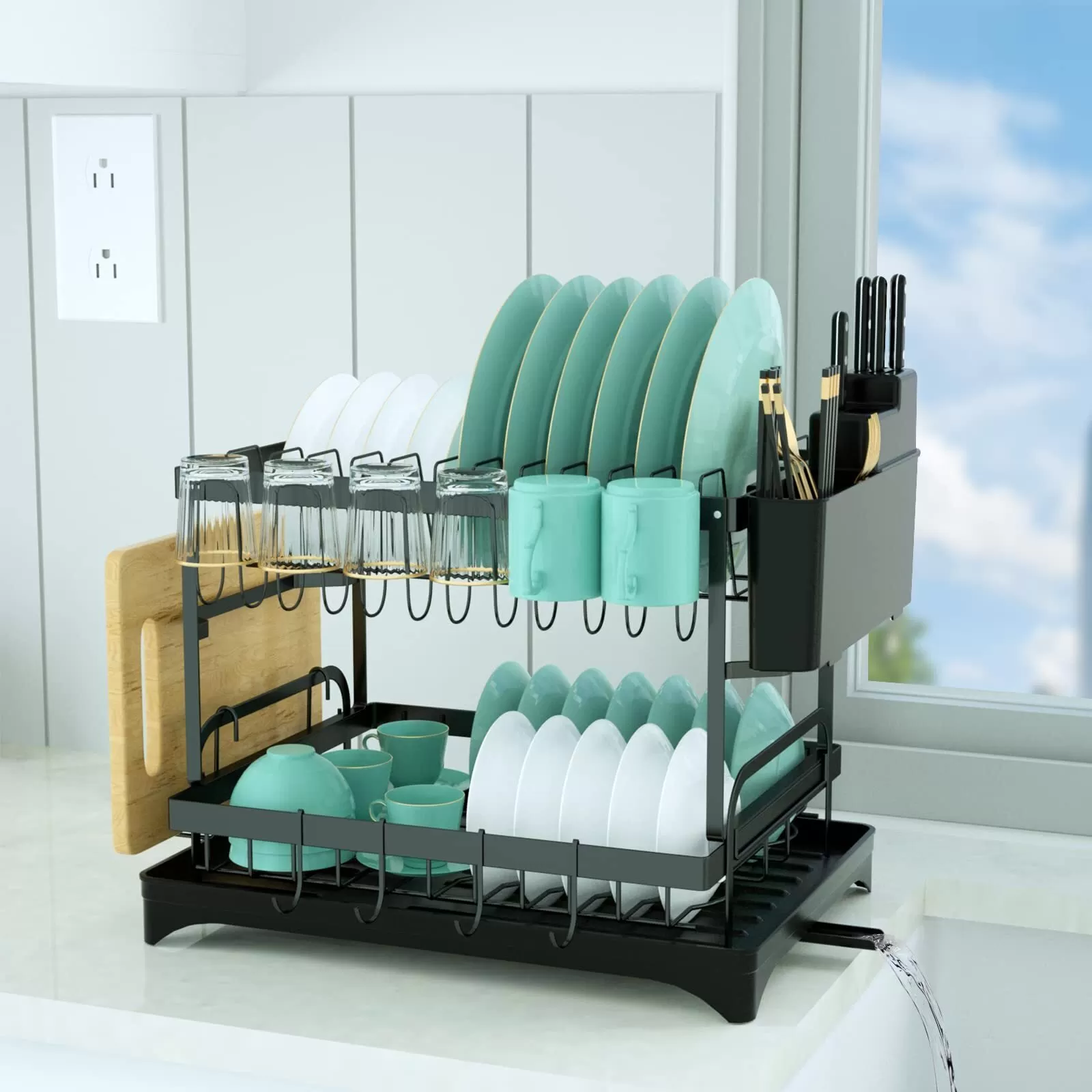 Dish Drying Rack with Drain Tray - Amazon