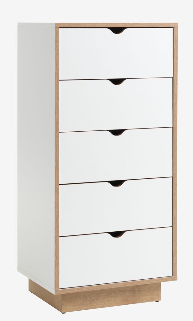 5 drawer chest MAMMEN slim white/oak - Amazon