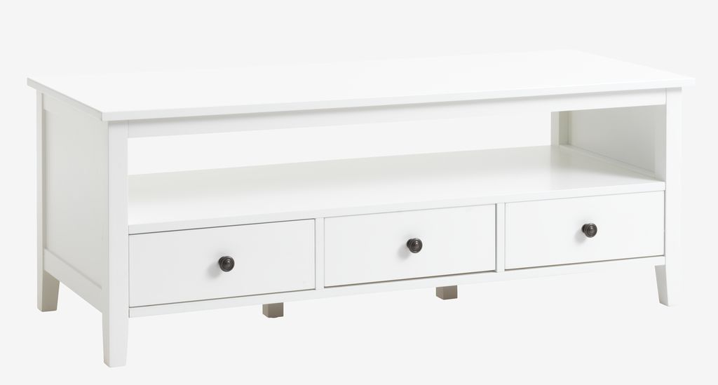 TV bench NORDBY 3 drawers white - Amazon