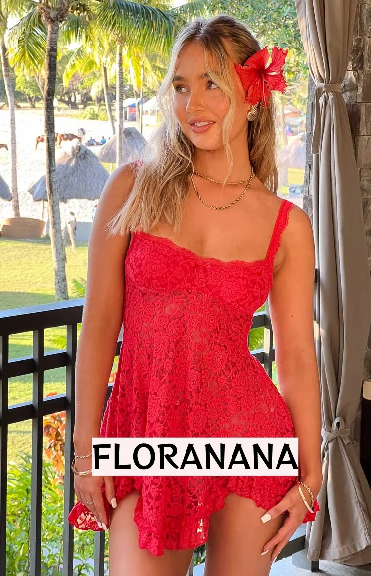 All Mine Red Lace Mini Dress