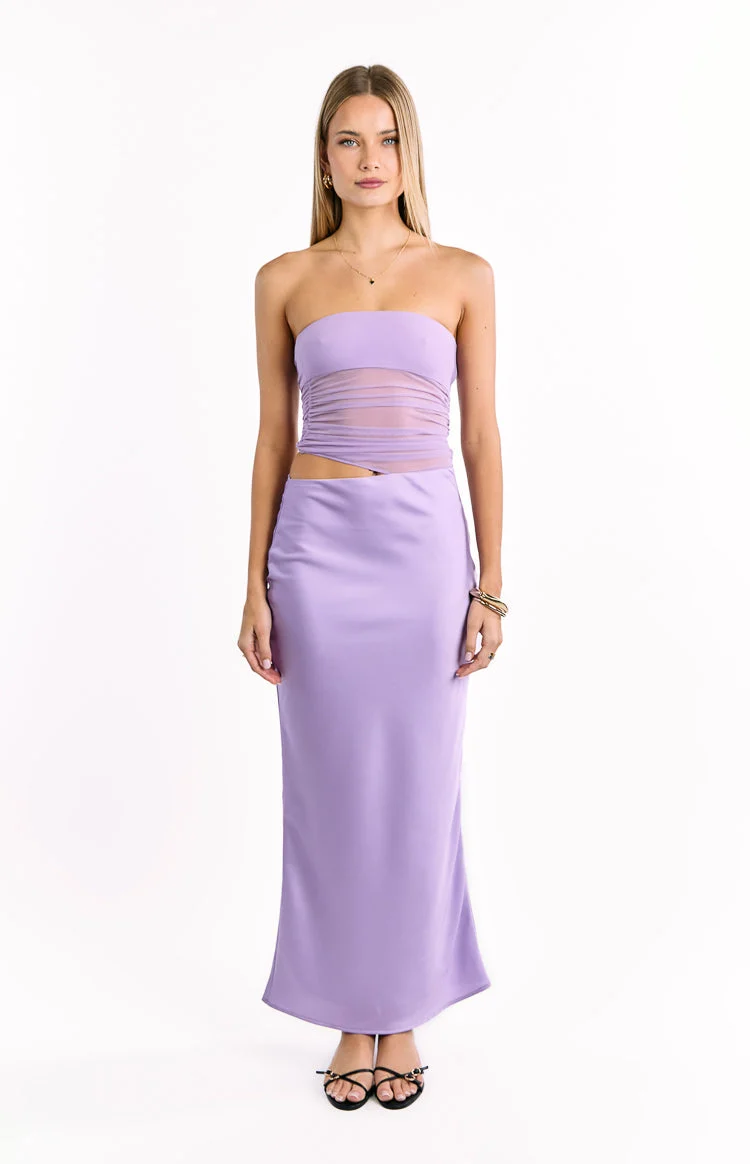 Elinor Lilac Satin Maxi Dress
