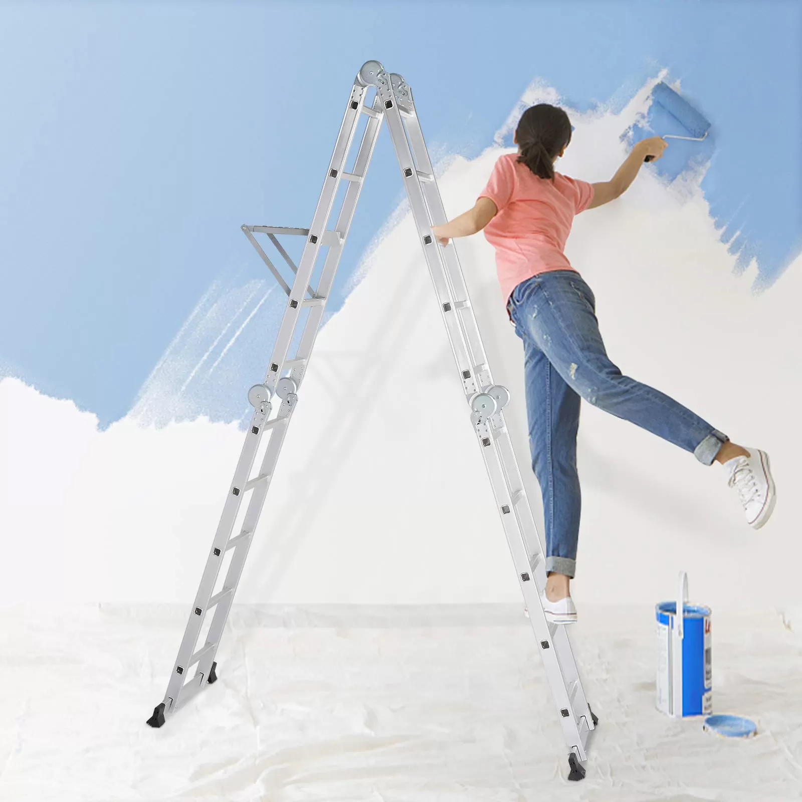Folding Telescoping Ladder Aluminium Multi-Purpose 7 in 1 Heavy Duty Combination 12.5/15.5/18.5 Feet - Amazon