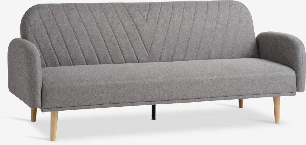 Sofa bed PARADIS light grey fabric/oak colour - Amazon