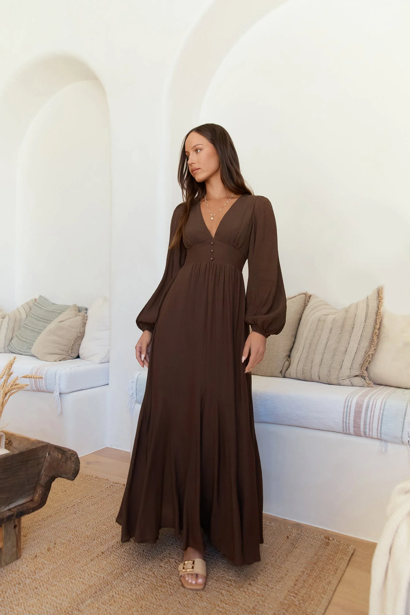 Sweeter Dreams Long Sleeve Maxi Dress Chocolate