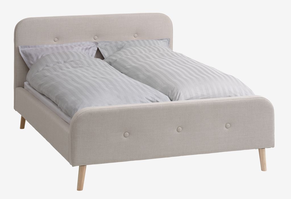 Bed frame KONGSBERG King beige fabric - Amazon