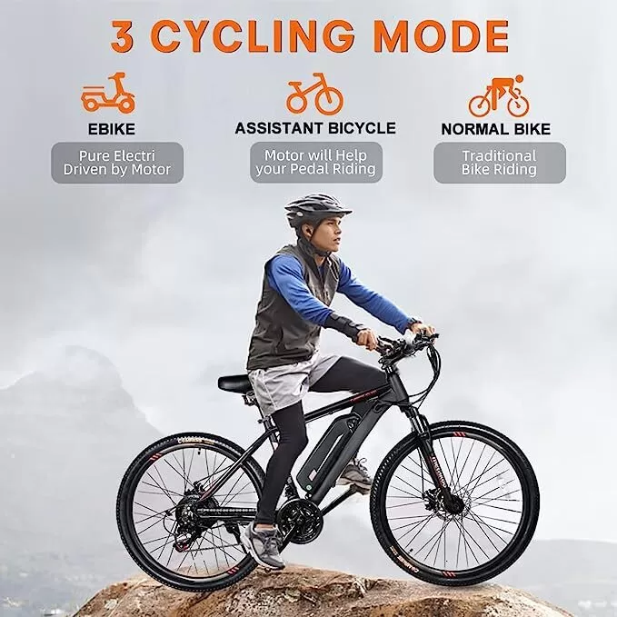 26'' Mountain Ebike 350W 36V/10.4AH Removable Lithium Battery, 2X Faster Charge Shimano 21 Speed and LCD Smart Meter - Amazon