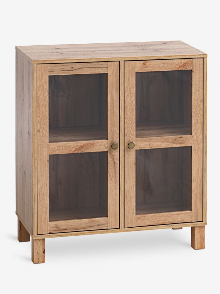 Display cabinet SKALS glass doors oak - Amazon