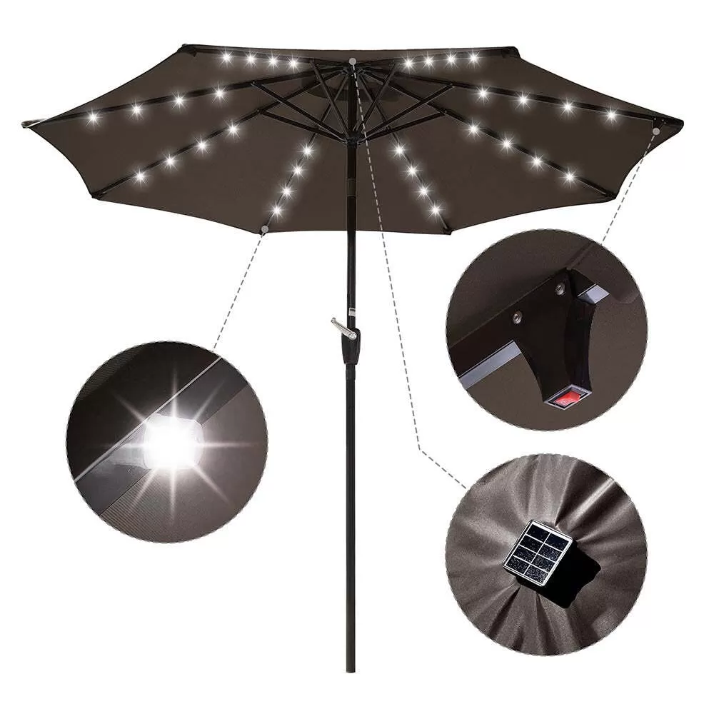 Yescom 9ft Solar LED Outdoor Market Tilt Patio Umbrella - Amazon