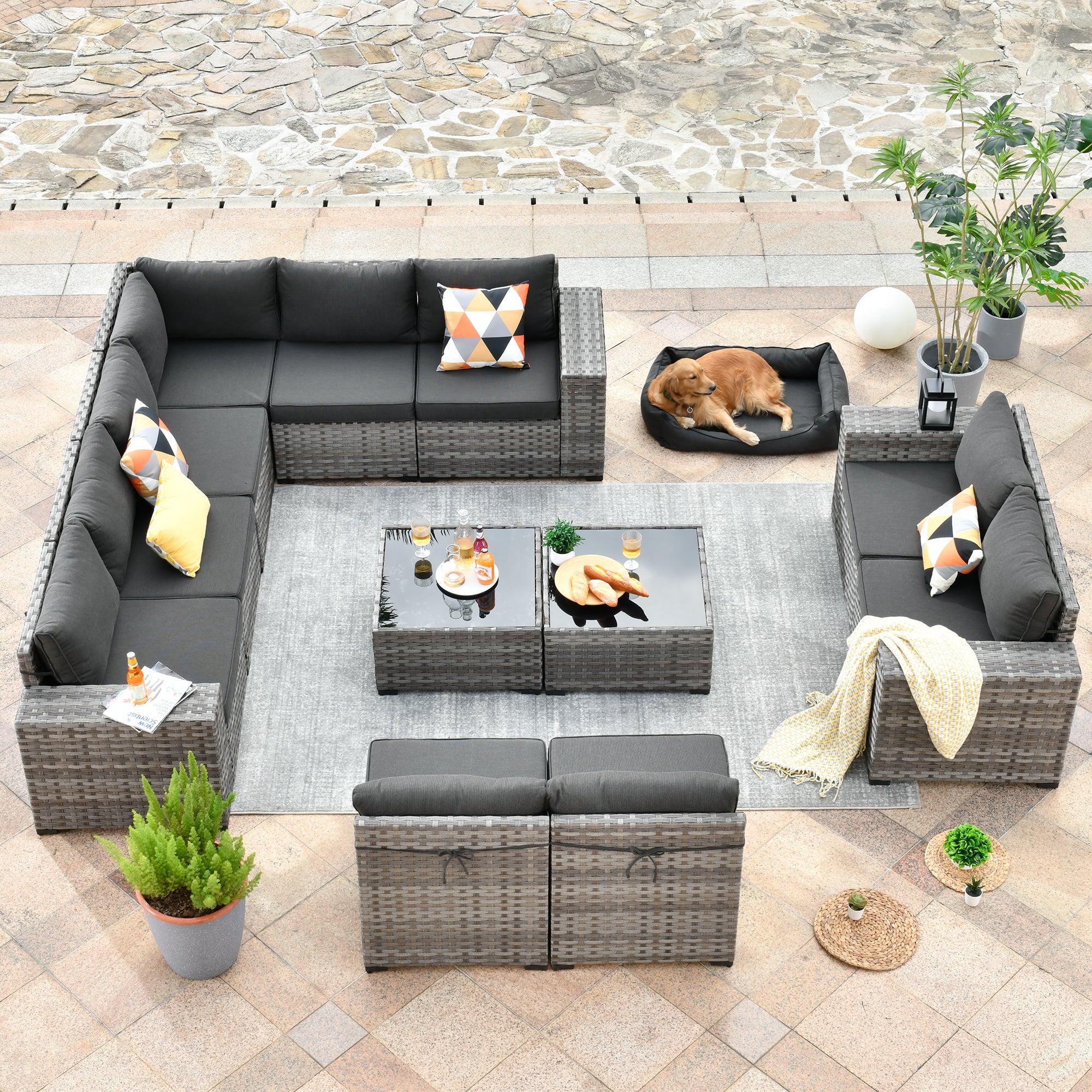 12 Pieces Patio Conversation Set with 7.68'' Broad Handrails - Amazon