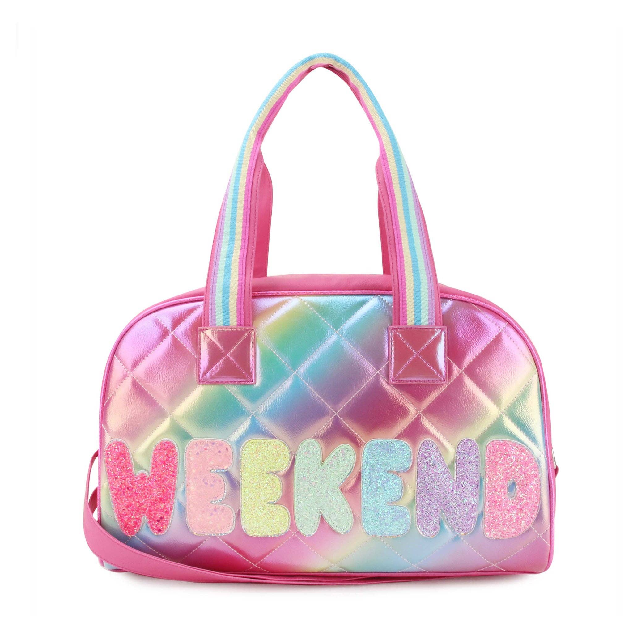'Weekend' Quilted Metallic Ombre Medium Duffle Bag Toy
