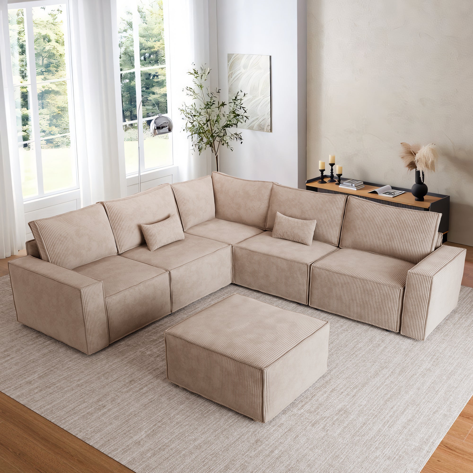 Living Room Modular Couch 6-Pieces Set, 2.5 Wale Corduroy Fabric - Amazon
