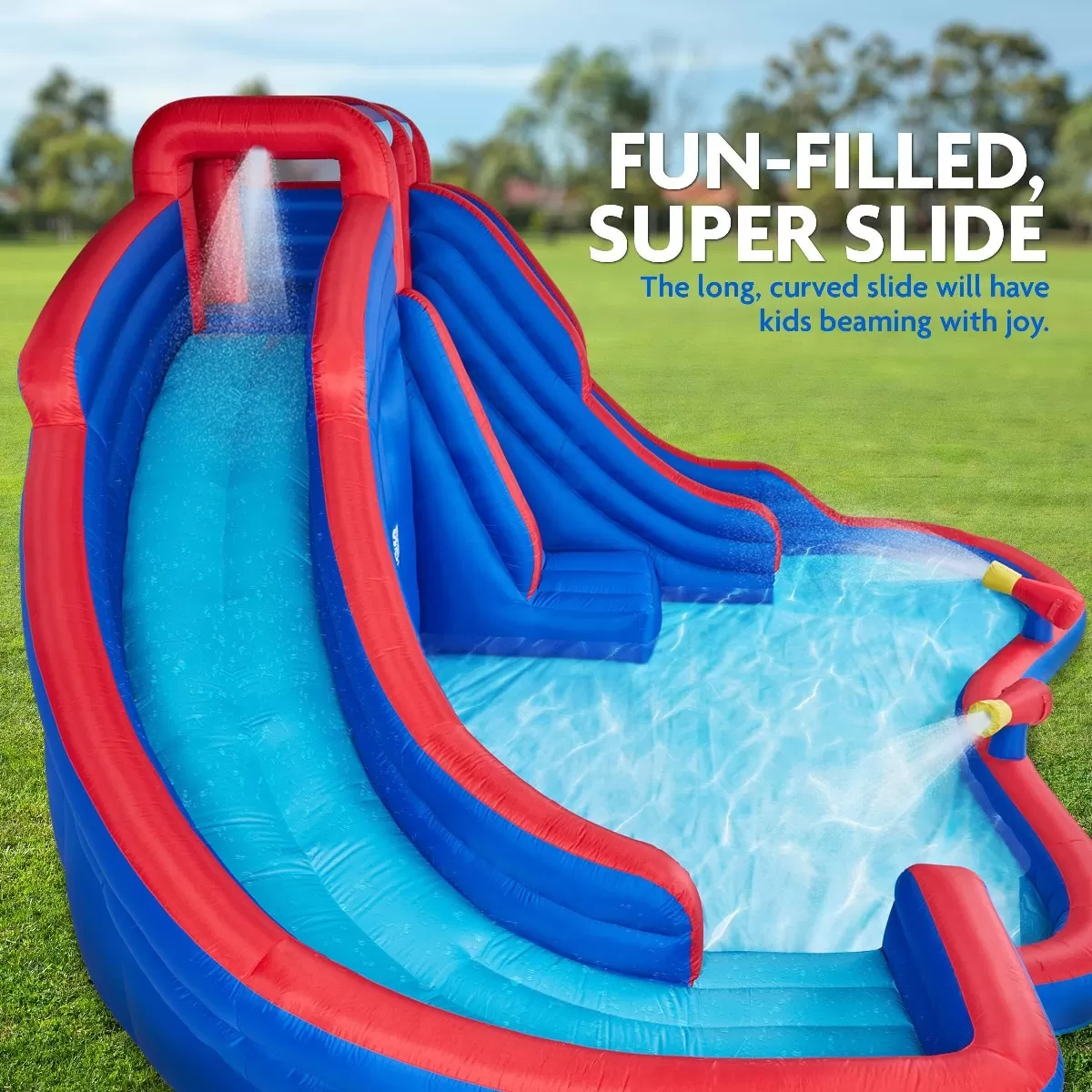 [Buy 2 Free Shipping]Inflatable Water Slide Park, Climbing Wall, 2 Slides & Splash Pool - Gestures - Amazon