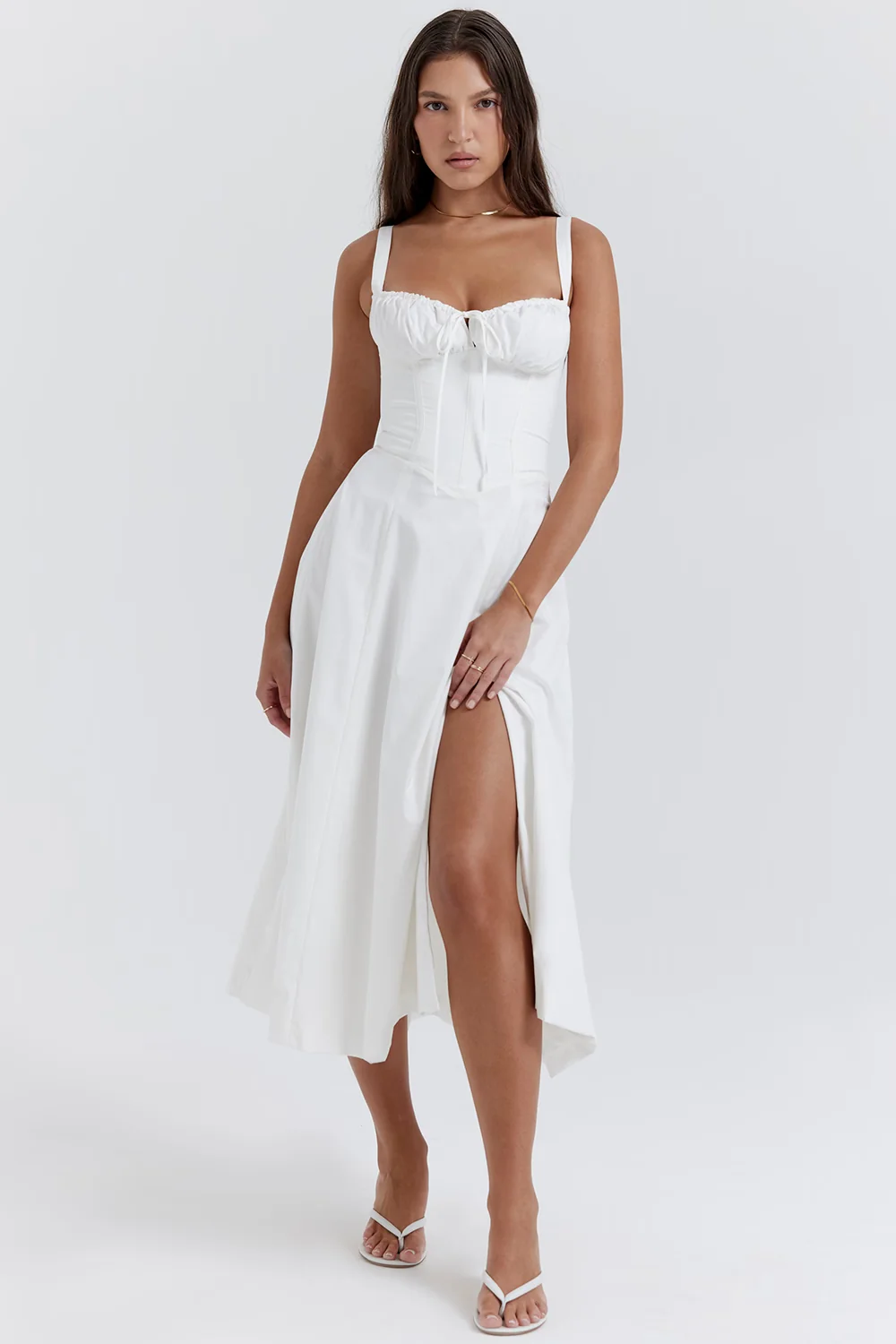 white bustier sundress