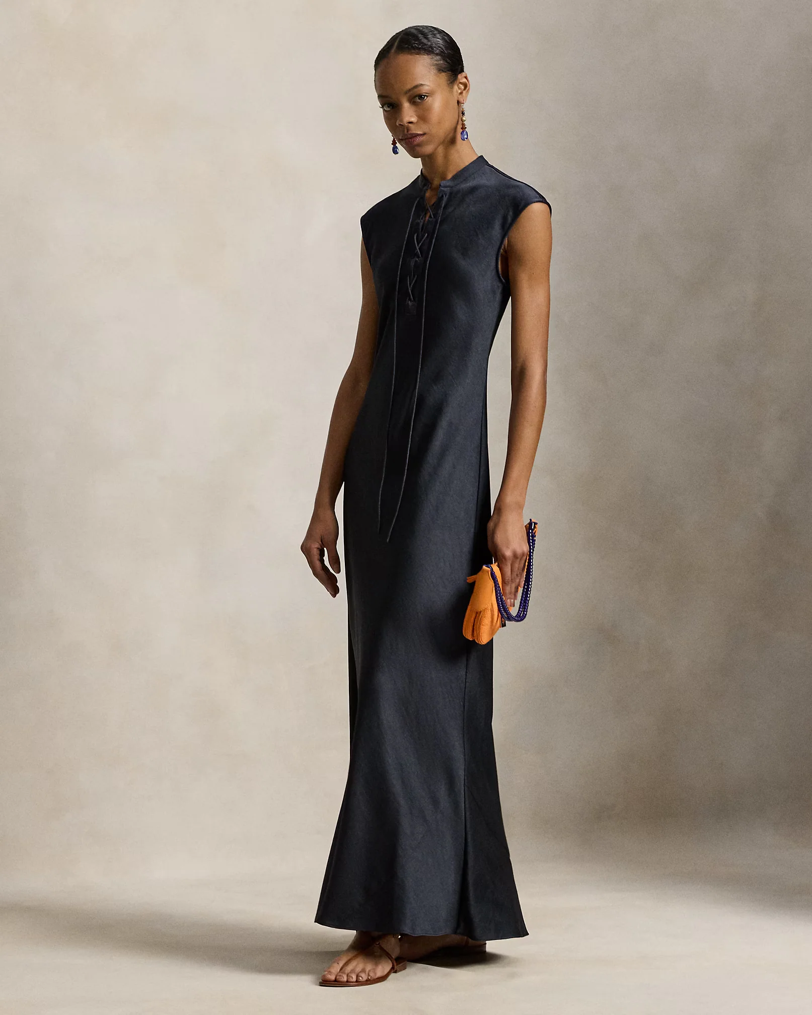 Lace-Up Satin Dress