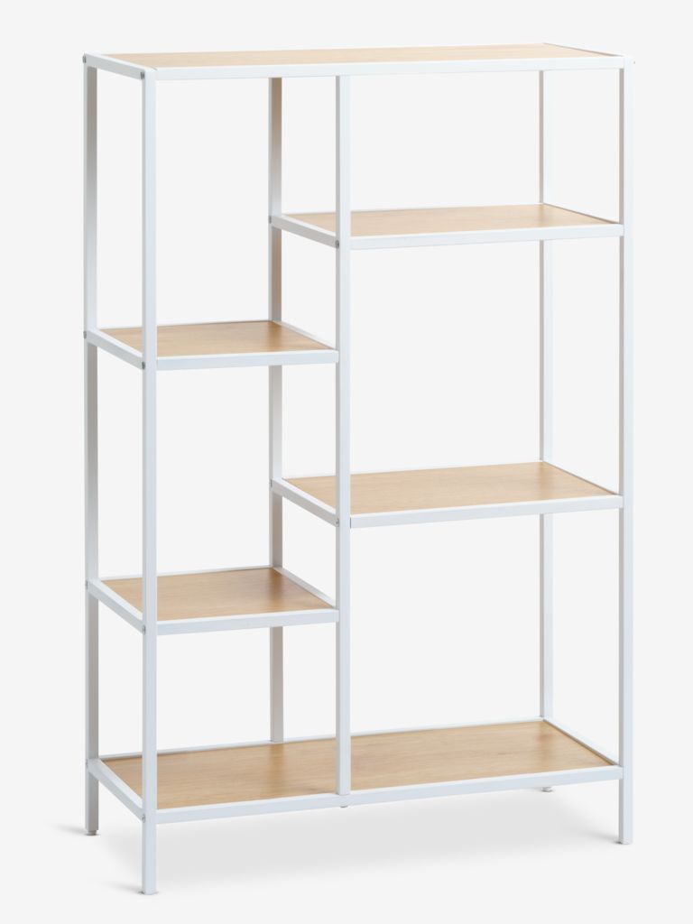 Shelving unit TRAPPEDAL 5 shelves oak color/white - Amazon