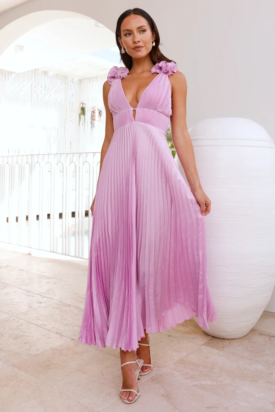 Something Special Satin Midi Dress Lilac