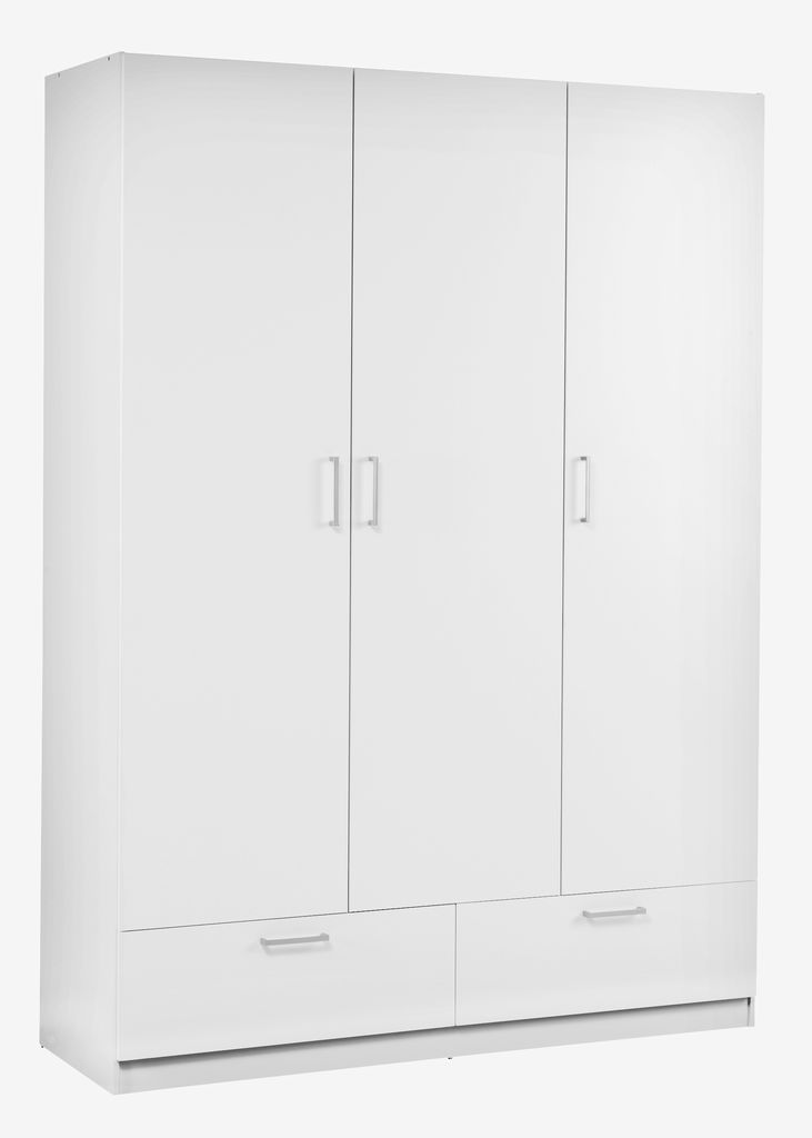 Wardrobe ELLESTED 144x200 3 doors 2 drawers white - Amazon