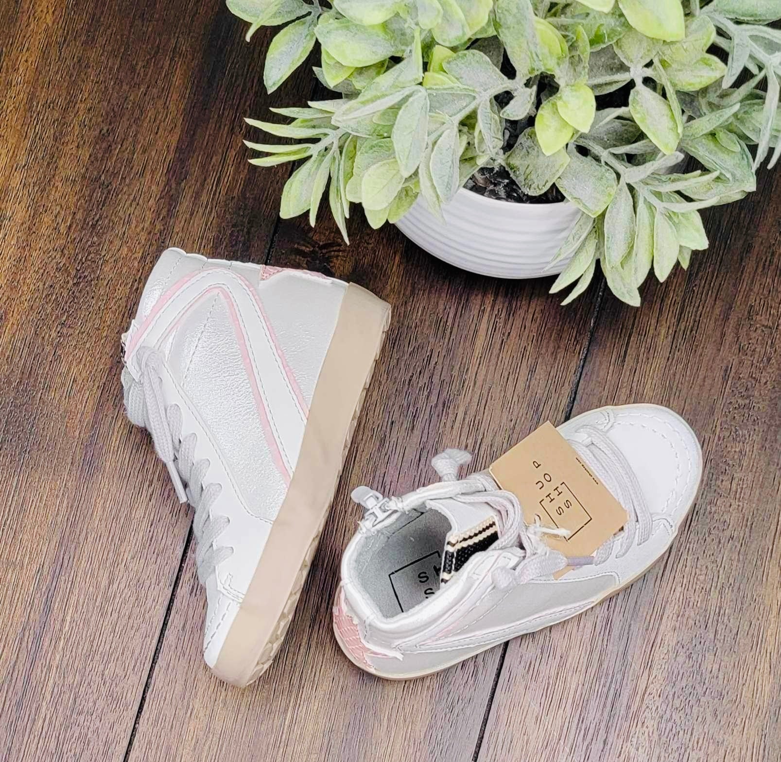 Toddler Metallic white Sneaker Shoes Girls