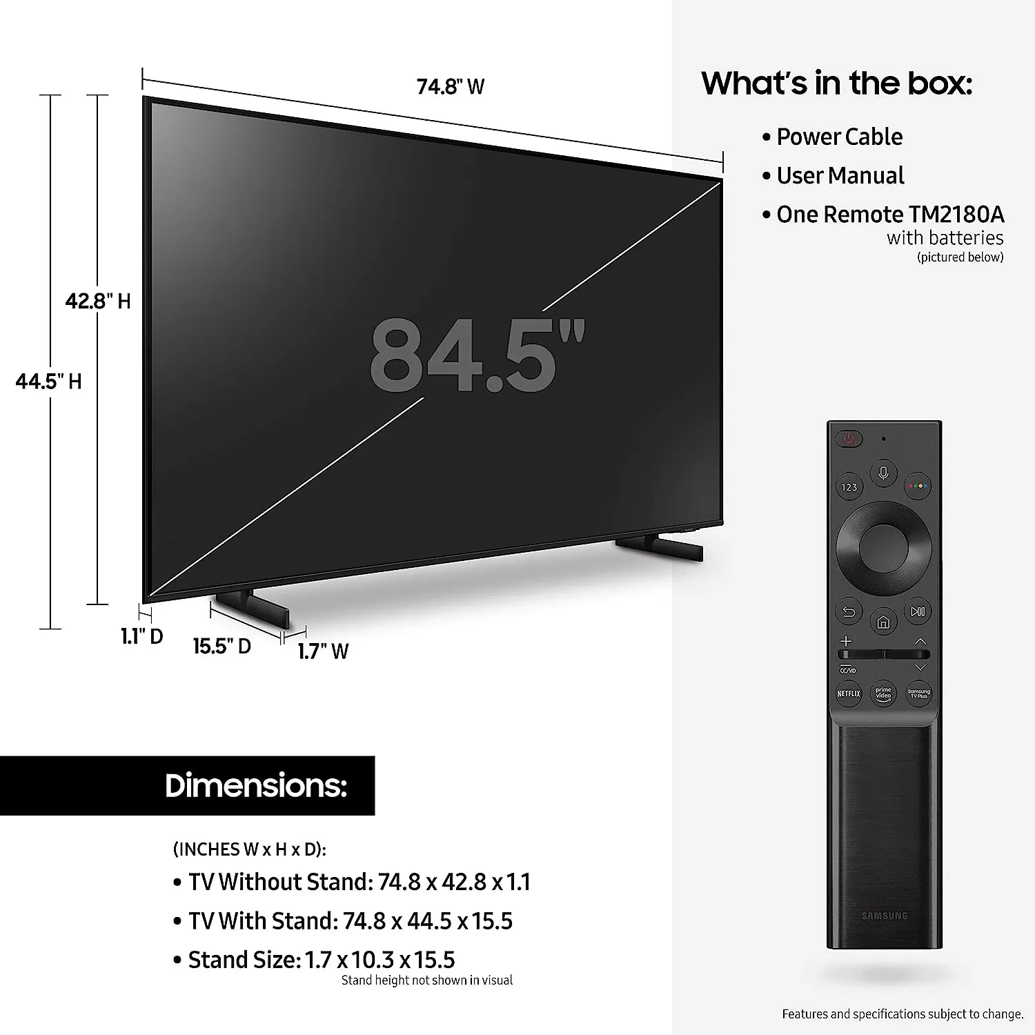 85-Inch Class Crystal 4K UHD AU8000 Series HDR, 3 HDMI Ports, Motion Xcelerator, Tap View, PC on TV, Q Symphony, Smart TV with Alexa Built-In (UN85AU8000FXZA, 2021 Model) - Amazon