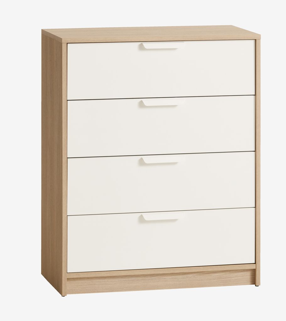 4 drawer chest JENSLEV oak/white - Amazon