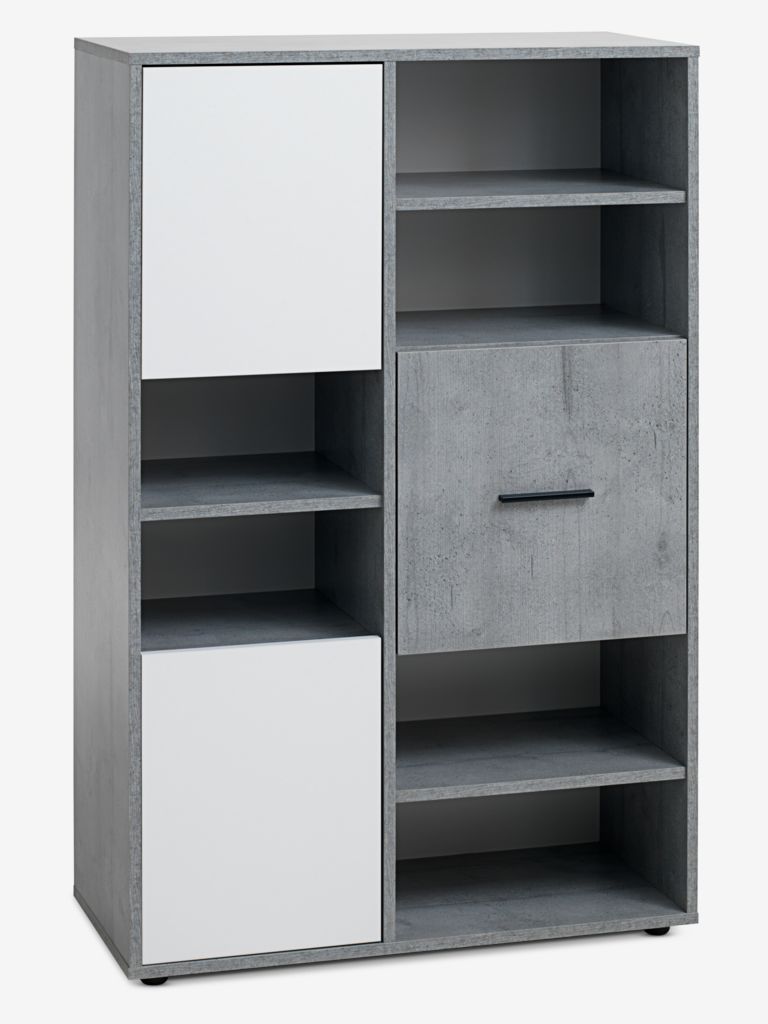 Bookcase BILLUND 3 doors 3 shelves concrete/white - Amazon
