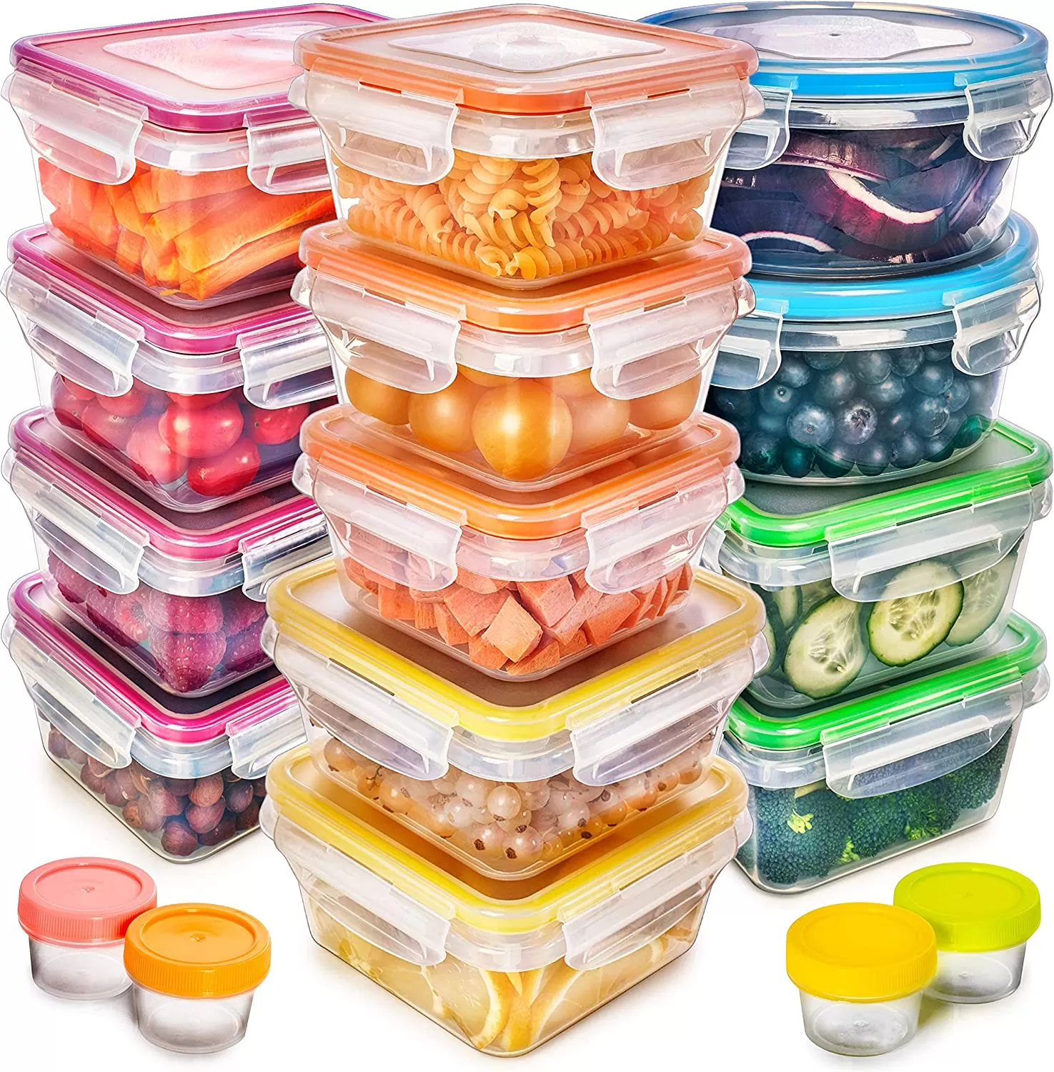 50-piece Food storage Containers Set with Lids, Plastic Leak-Proof BPA-Free Containers for Kitchen Organization, Meal Prep, Lunch Containers (Includes Labels & Pen) - Amazon