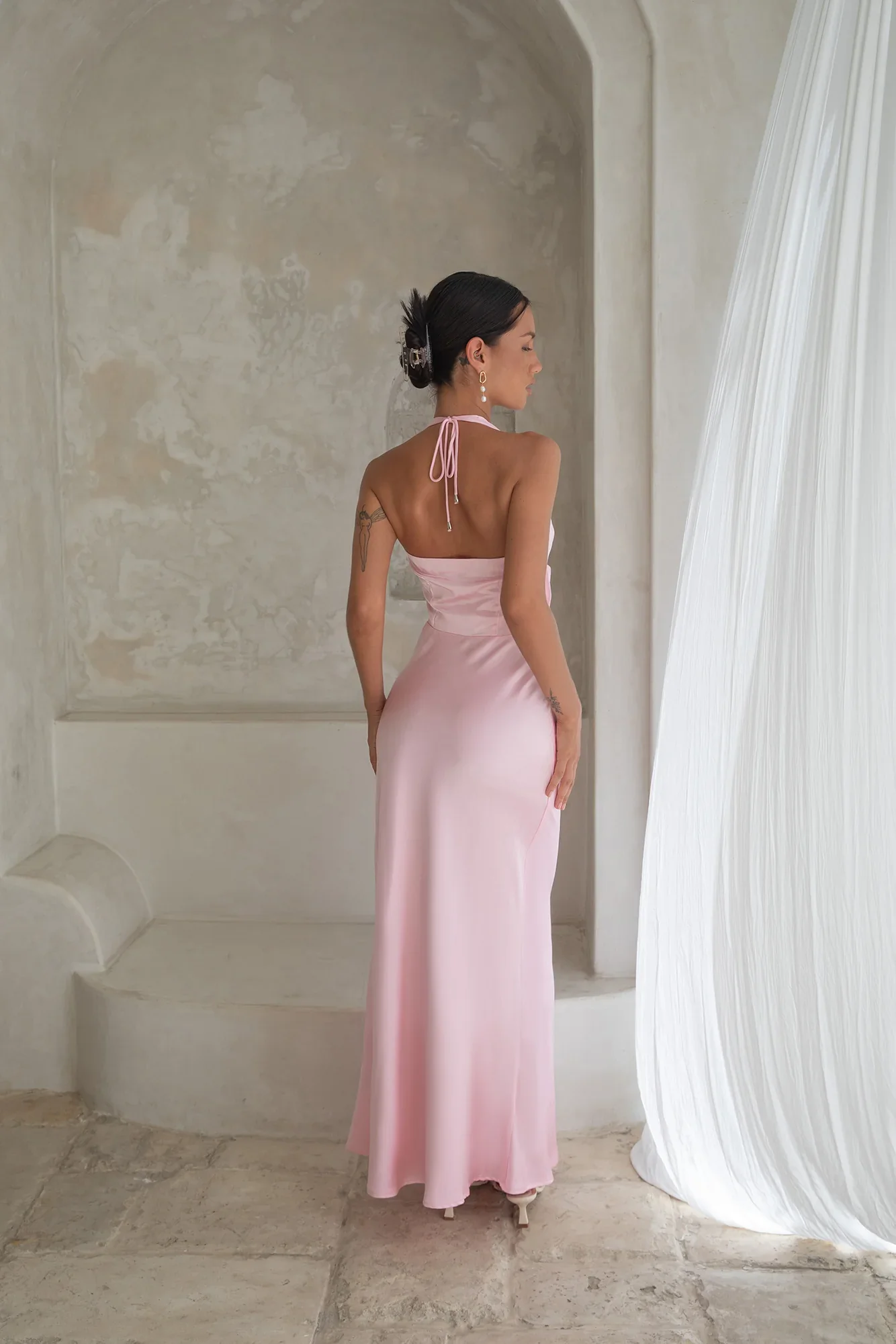 Destinations Halter Maxi Dress Pink