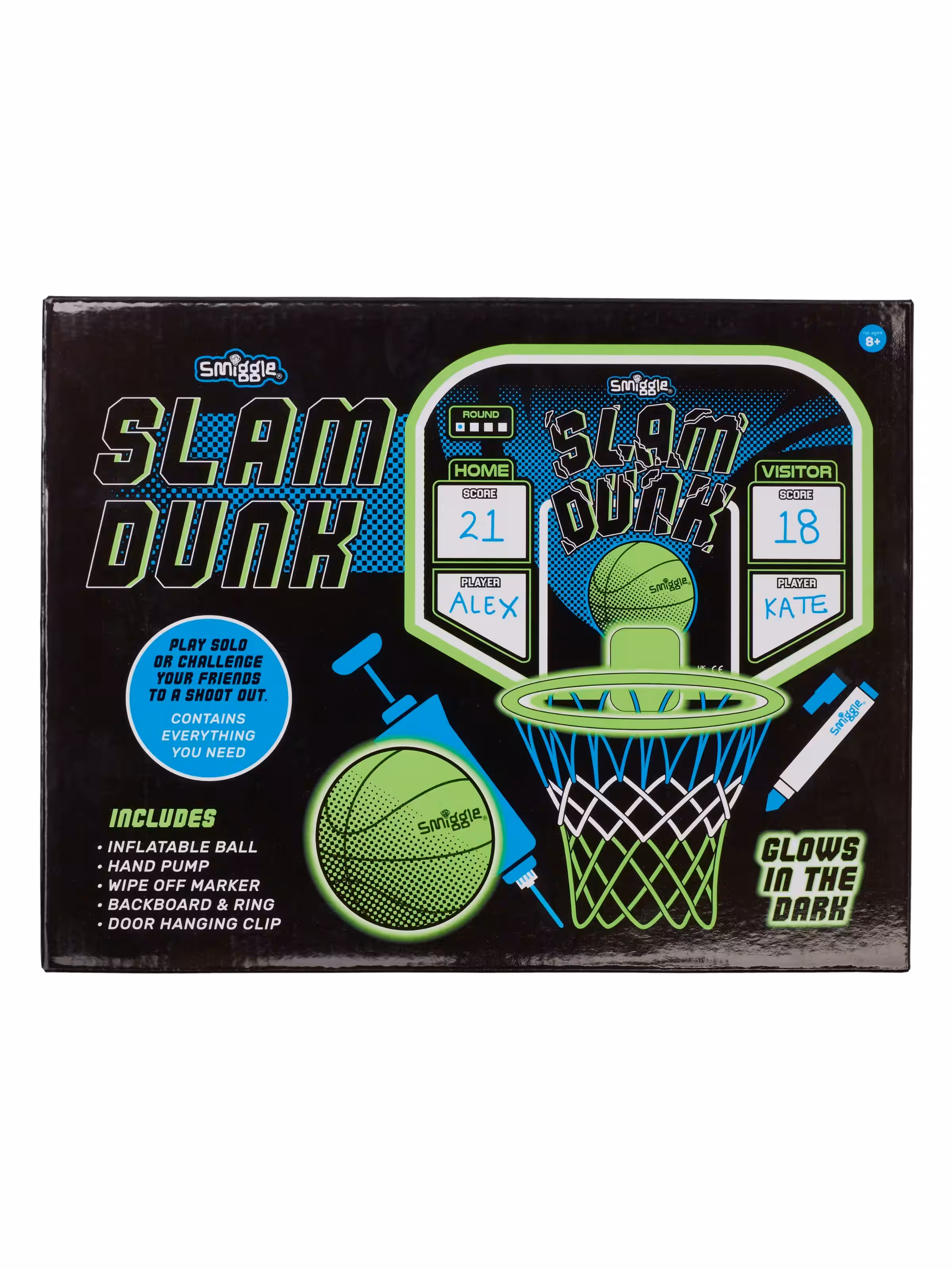 Slam Dunk Glow In The Dark Basketball Set