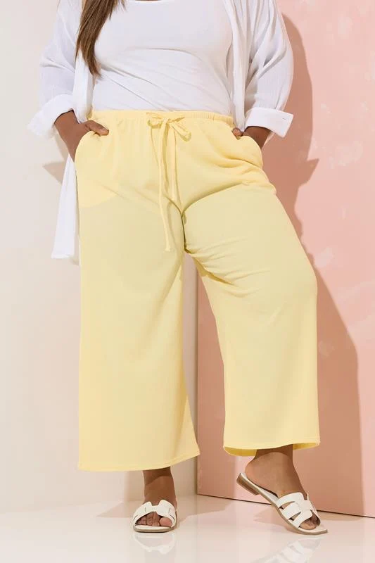 Yours YOURS Curve Butter Yellow Textured Culottes