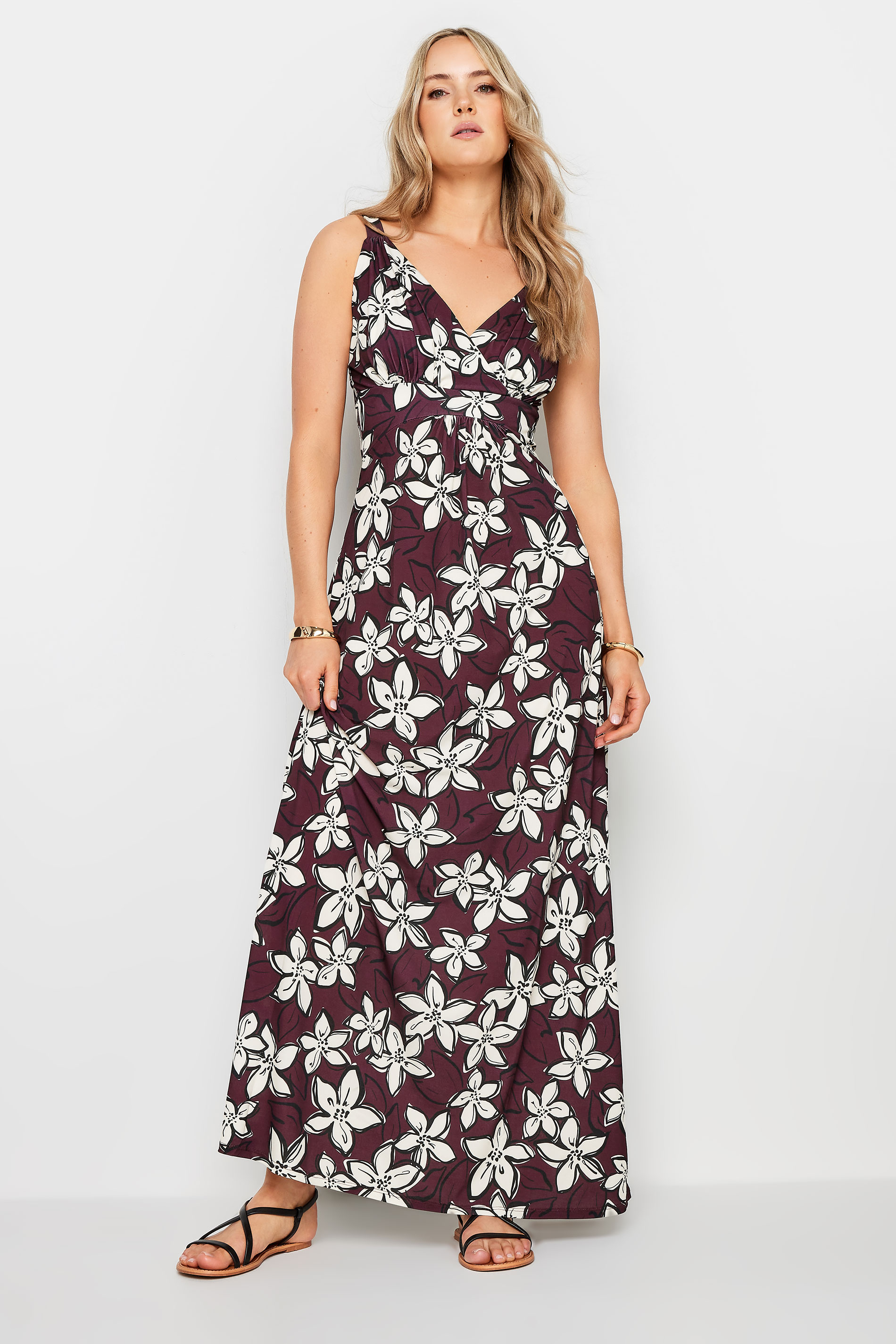 LTS LTS Tall Burgundy Red Floral Print Maxi Dress