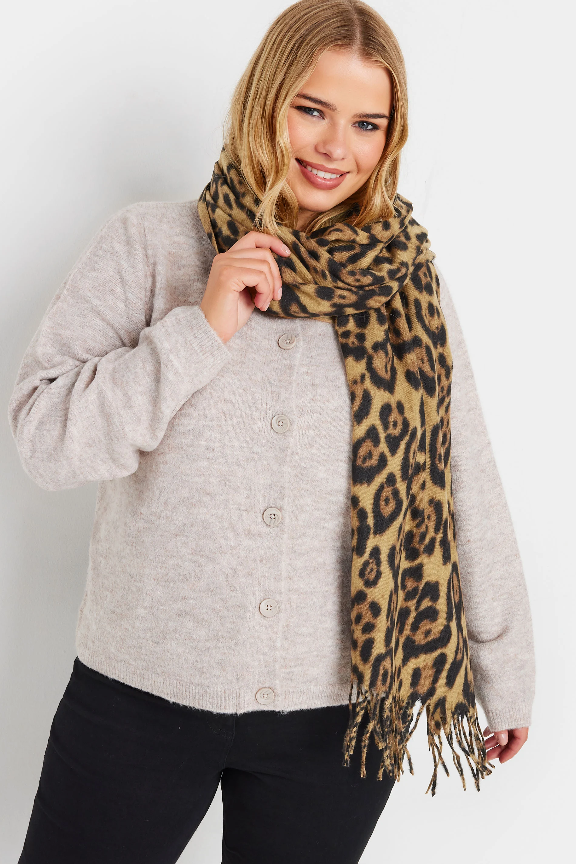 Yours Beige Brown Leopard Print Scarf