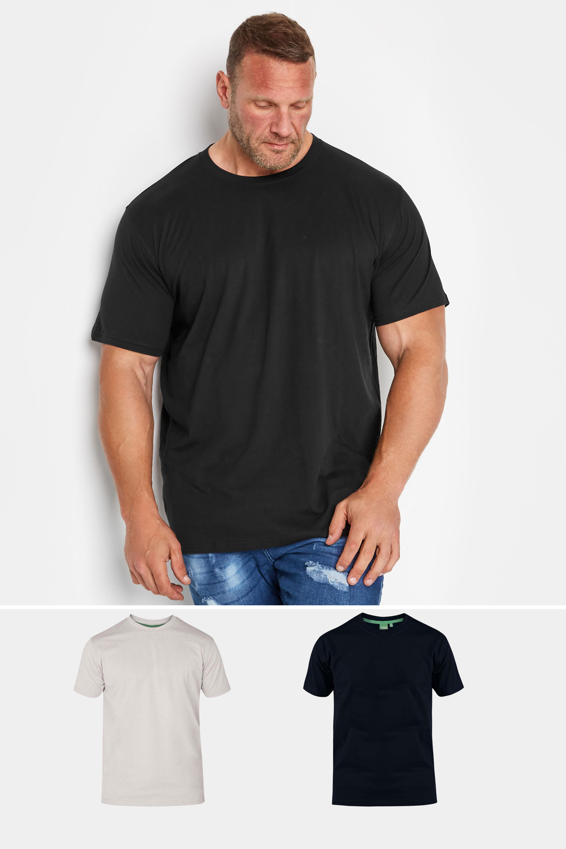 D555 D555 Big & Tall 2 PACK Black & White T-Shirts