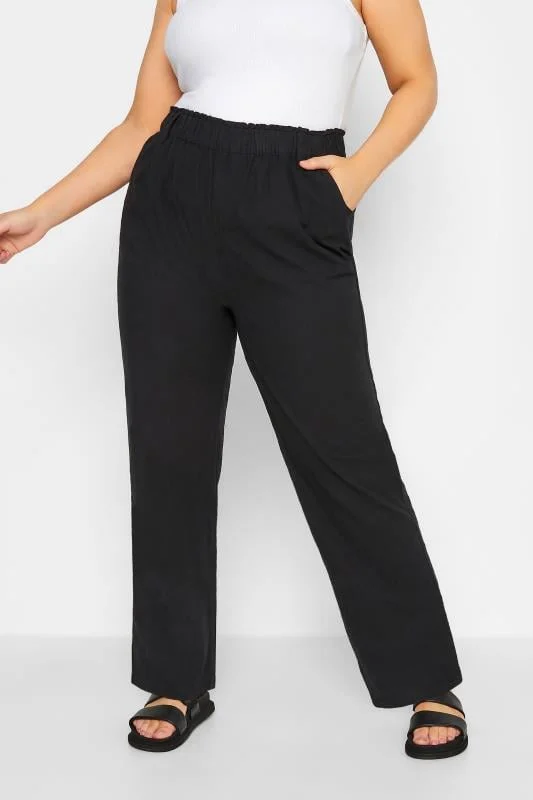 Yours YOURS Curve Black Cool Cotton Wide Leg Trousers
