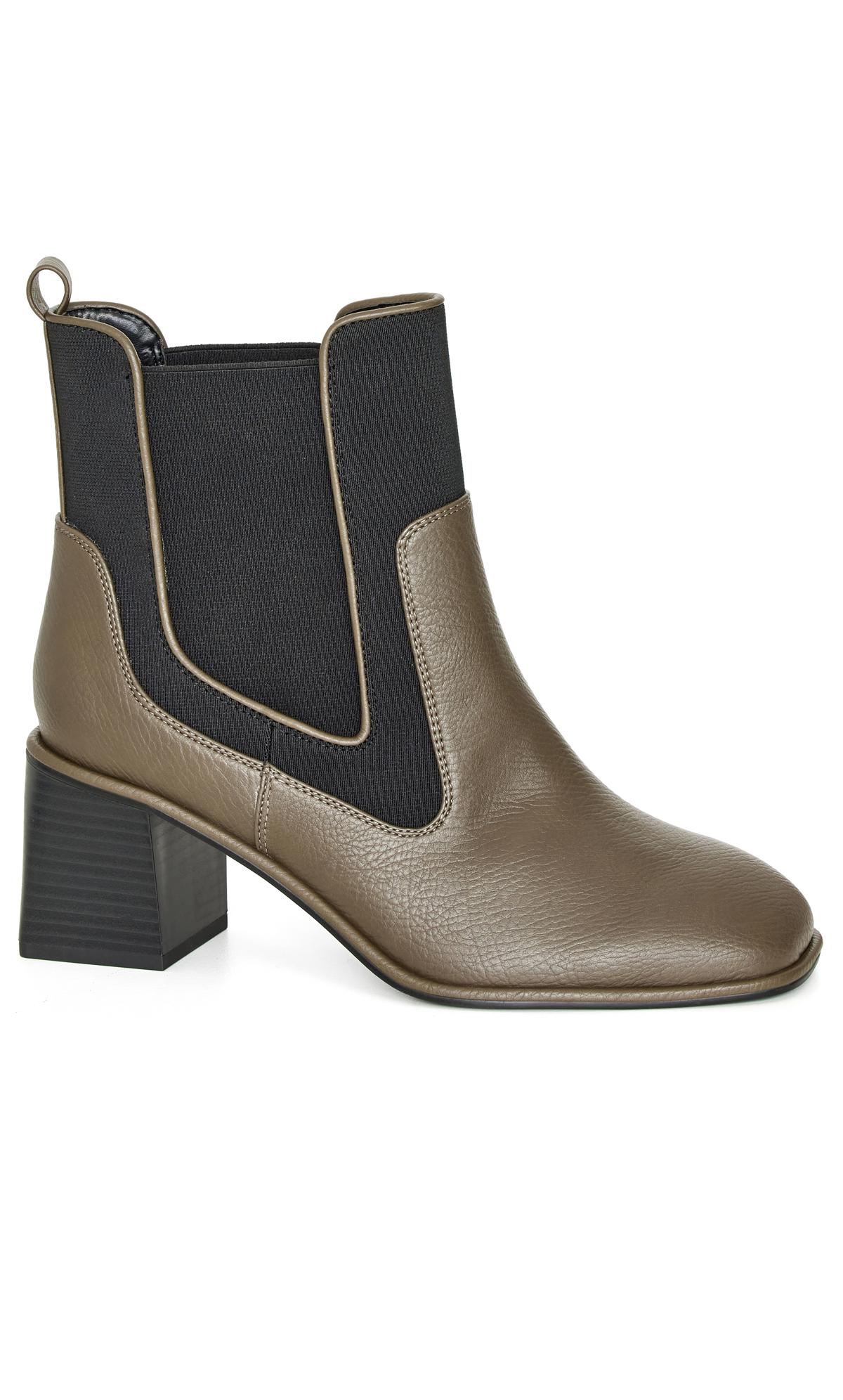 Evans Evans Khaki Pull On Heeled Chelsea Boot