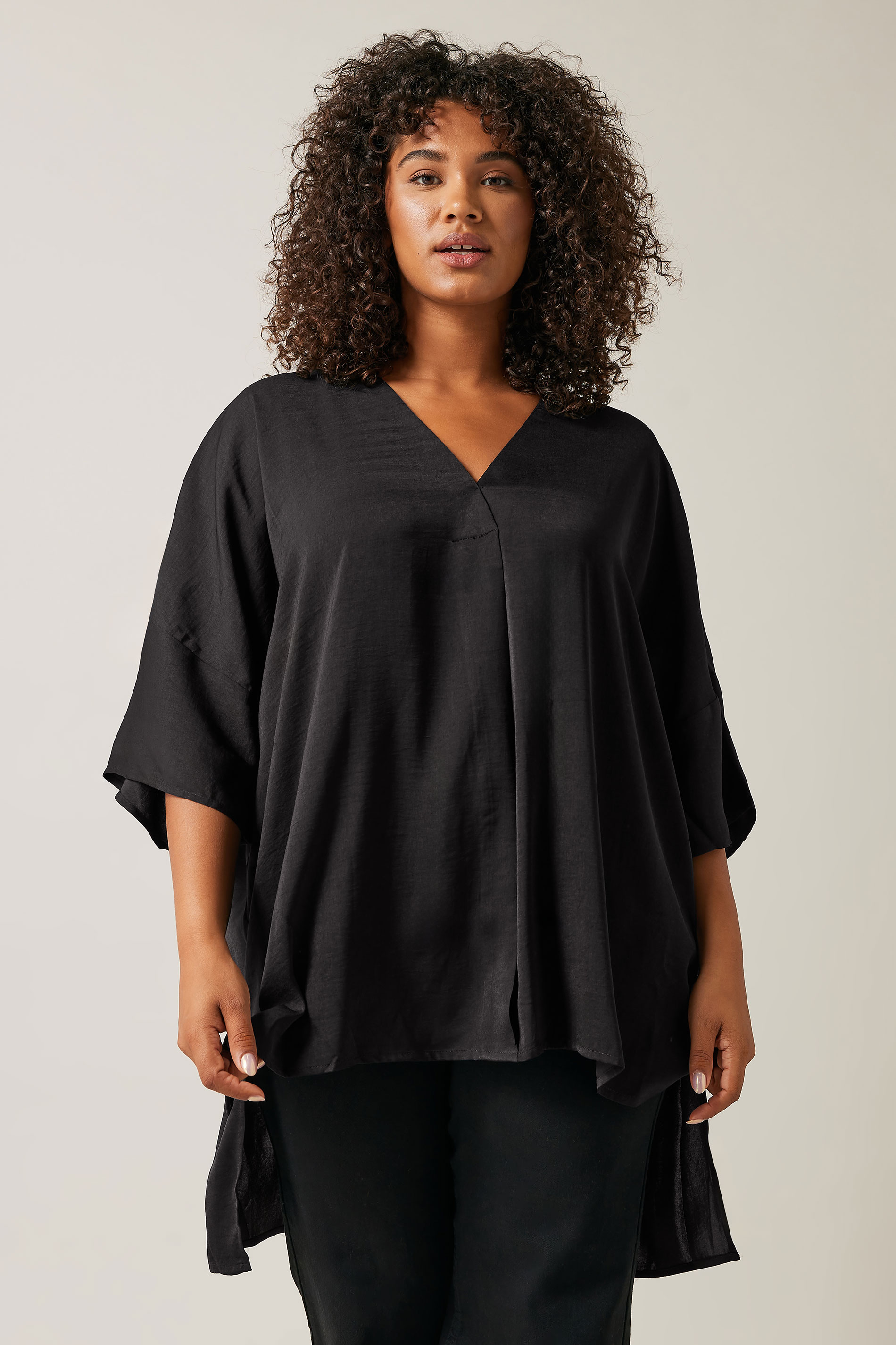 Evans Evans Black Pleat Blouse
