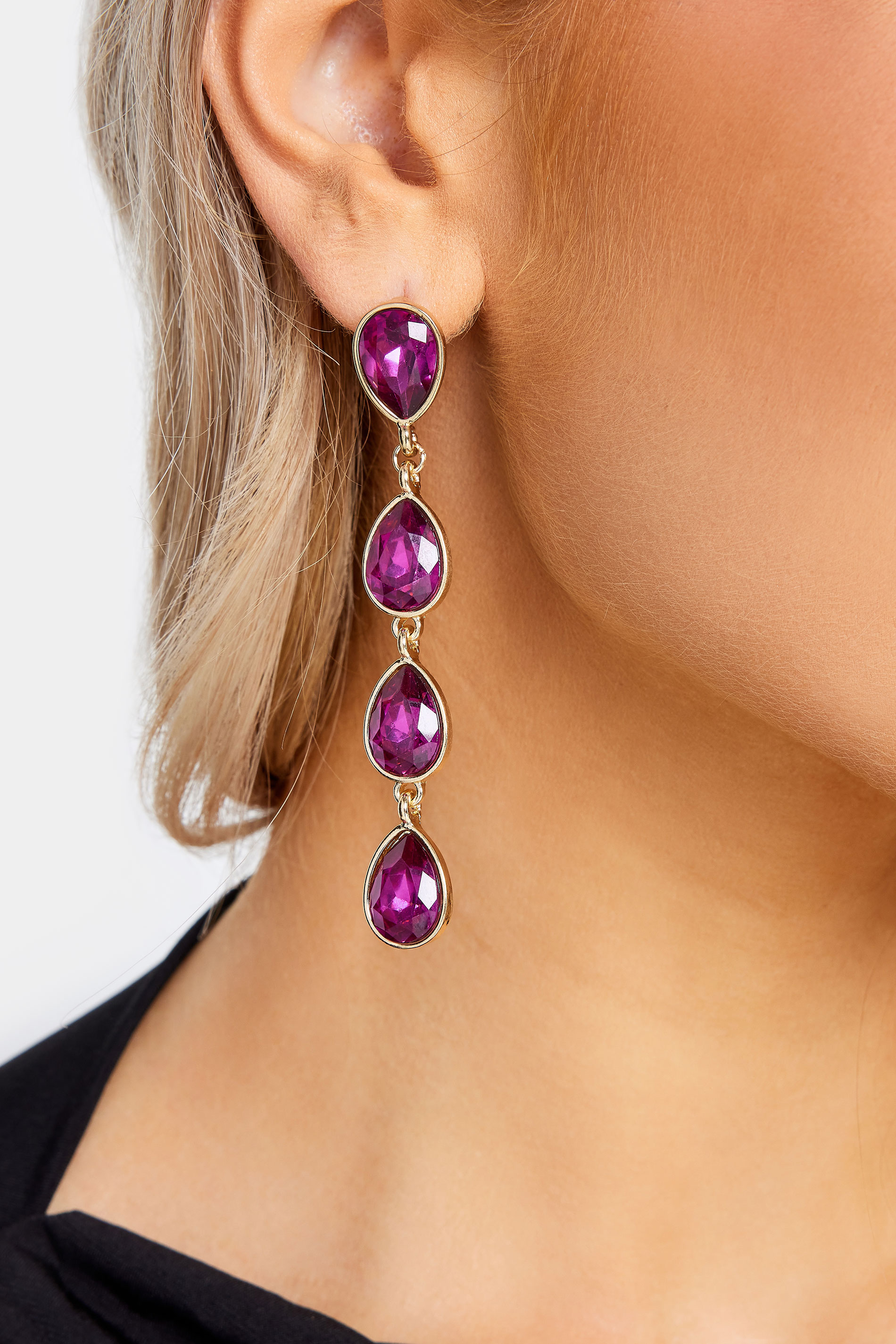 Yours Gold Tone & Pink Teardrop Crystal Statement Earrings